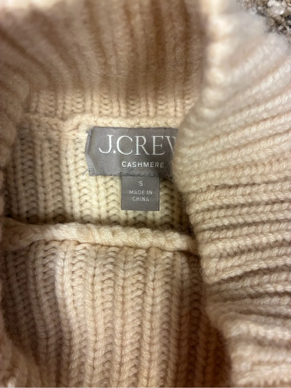 J.Crew 100% Cashmere Chunky Cream Cable Knit Mock Neck Sweater
